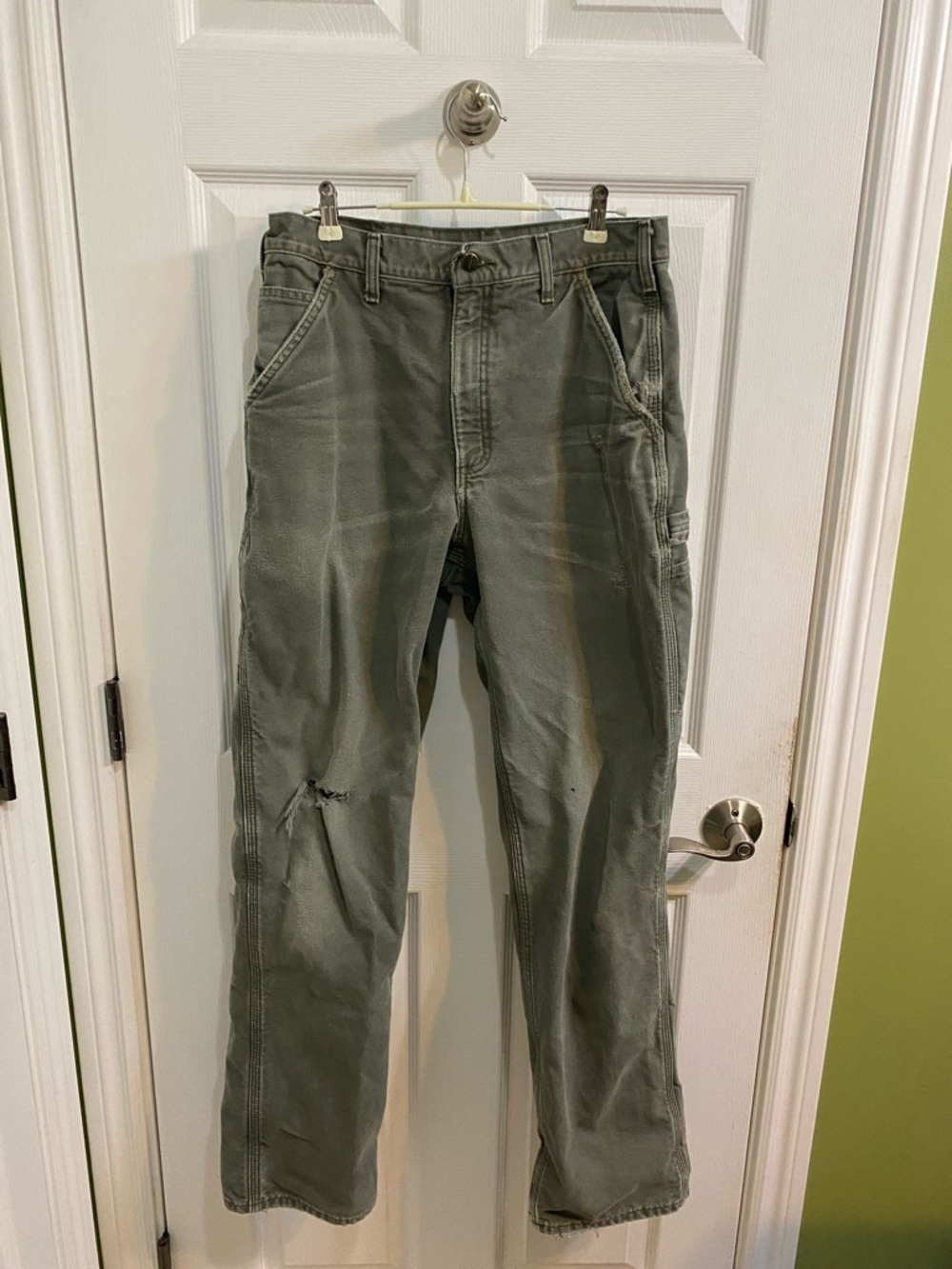 Vintage Carhartt Flannel Lined Distressed Heavy Work Jean Made In Mexico 34 x 32